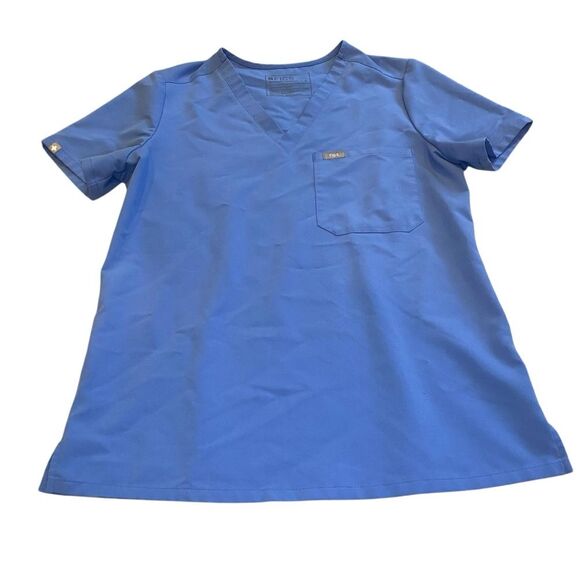 Figs Tops - Figs Women’s Caterina One-Pocket Blue Scrub Top Size Small